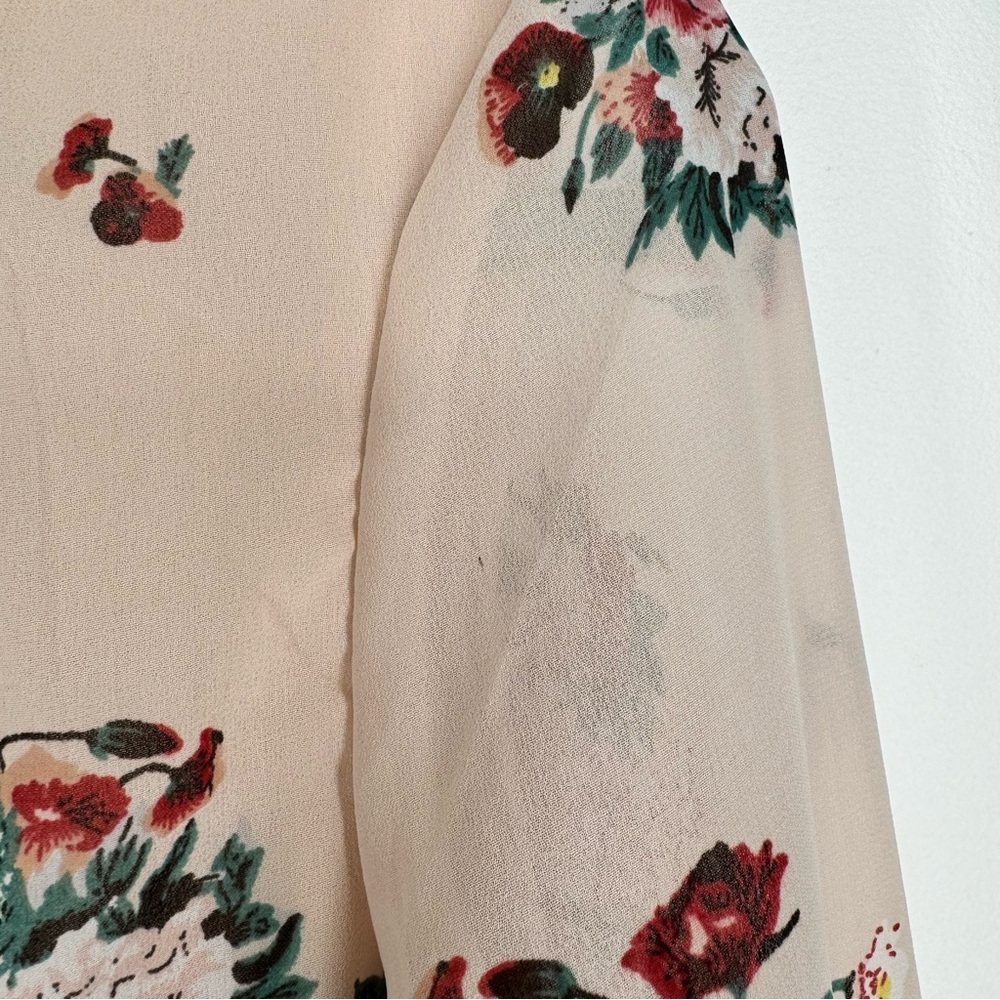 Midnight Sky Peach Floral Long Sleeve Blouse Women's Size Large - Picture 12 of 13